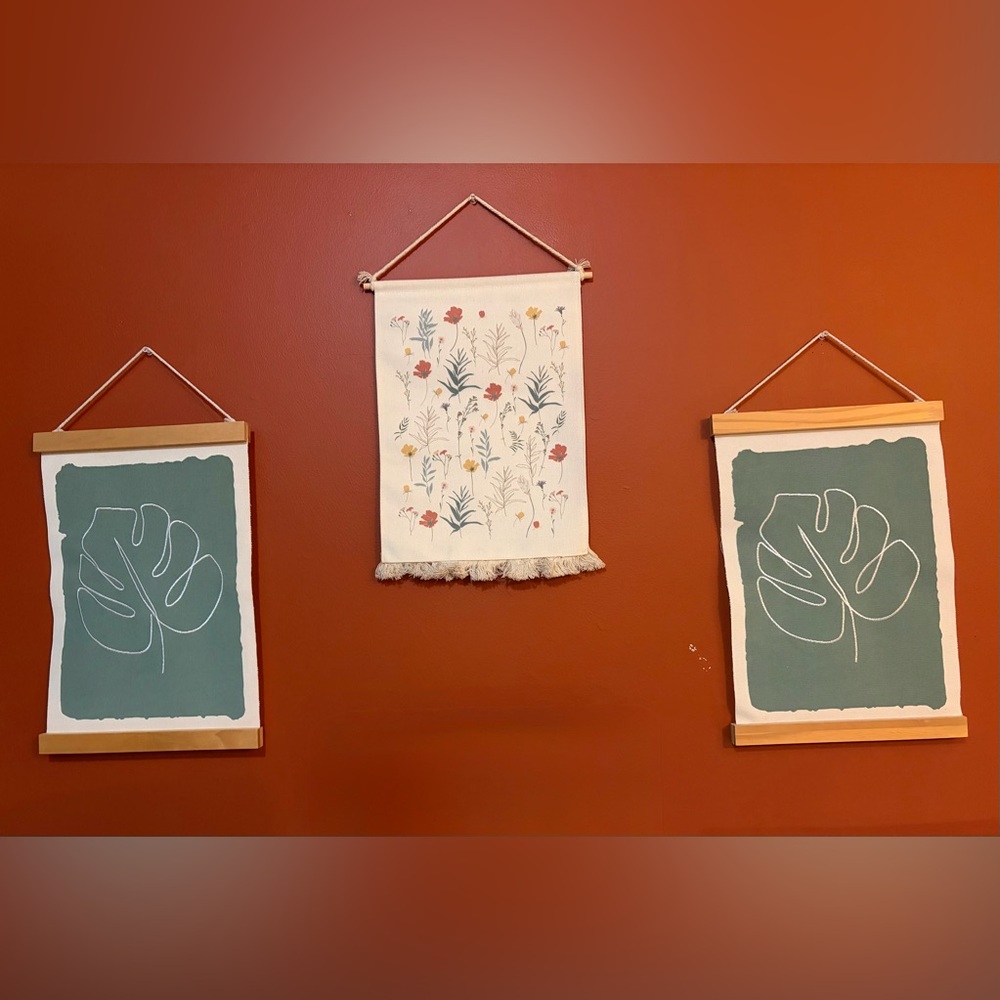 Target Botanical Tapestry Set with Green and Cream Accents